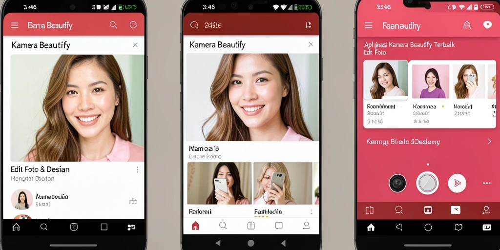 Tampilan antarmuka aplikasi Kamera Beautify 3446 yang menarik dan fungsional.