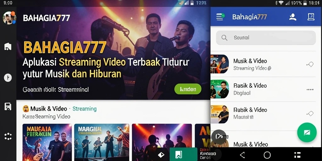 Antarmuka aplikasi BAHAGIA777 yang menarik dan fungsional untuk streaming video.