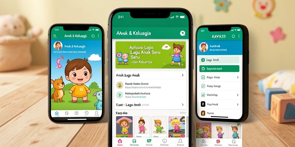 Tampilan antarmuka KAYA33 dengan berbagai pilihan lagu anak.