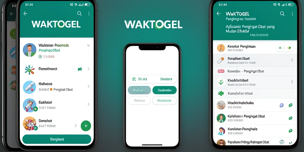 Tampilan antarmuka pengguna WAKTOGEL untuk pengingat obat yang efektif.