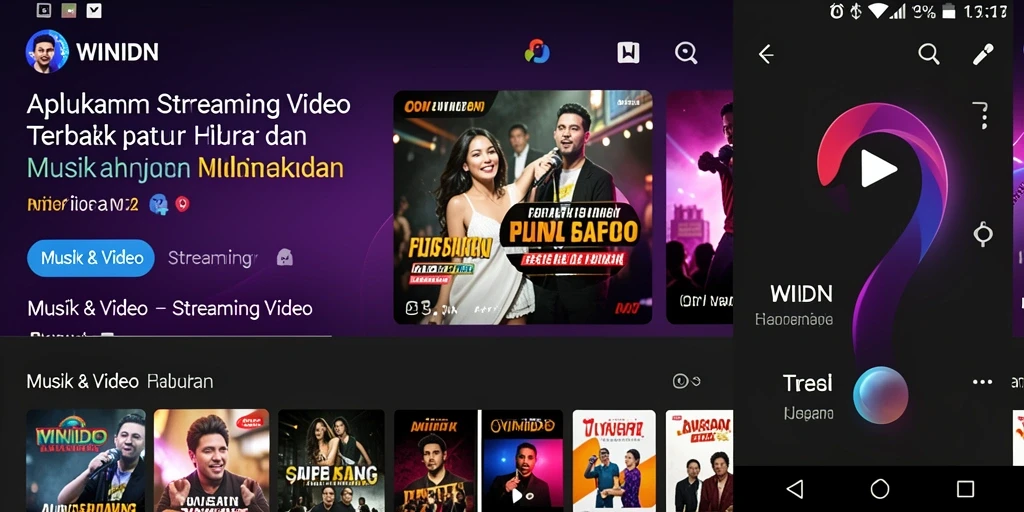Antarmuka aplikasi WINIDN menampilkan fitur streaming video yang menarik.